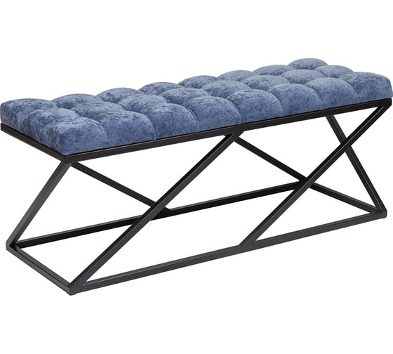 Изображение товара Банкетка GreenWeen ZUMA черный каркас, сидение шенилл цвет Steel Blue, каретная стяжка, 1100x400x450 GW-ZUMA-SBLUE-110B-K