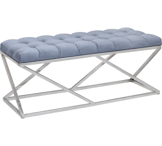 Изображение товара Банкетка GreenWeen ZUMA нержавеющая сталь, верх Light Blue, каретная стяжка 1100x400x450 GW-ZUMA-NER-LB-110-K