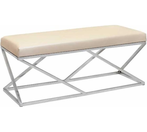 Изображение товара Банкетка GreenWeen ZUMA каркас нержавеющая сталь, сидение экокожа цвет Light Beige 1100x400x450 GW-ZUMA-NER-LEA-110-LB