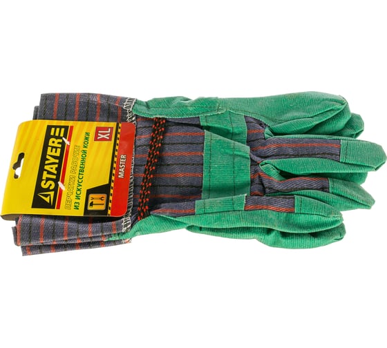 Изображение товара Перчатки зеленые из искусственной кожи (размер XL) STAYER 1132-XL