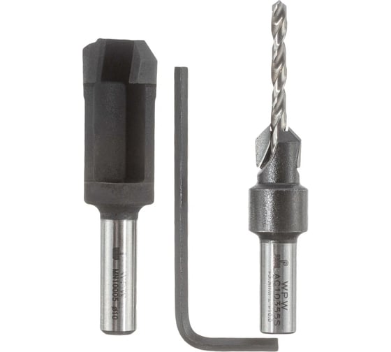 Изображение товара Комплект (зенковка + пробочник) 10 мм универсальное сверло 3.5 мм, хвостовик 8 мм WPW PL10355