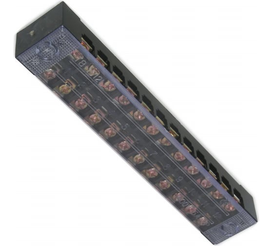 Изображение товара Клеммная винтовая колодка Pro Legend с крышкой, 24 контакта, М3, 15 А, 600 В, 14 AWG, 2 мм2 PL3834