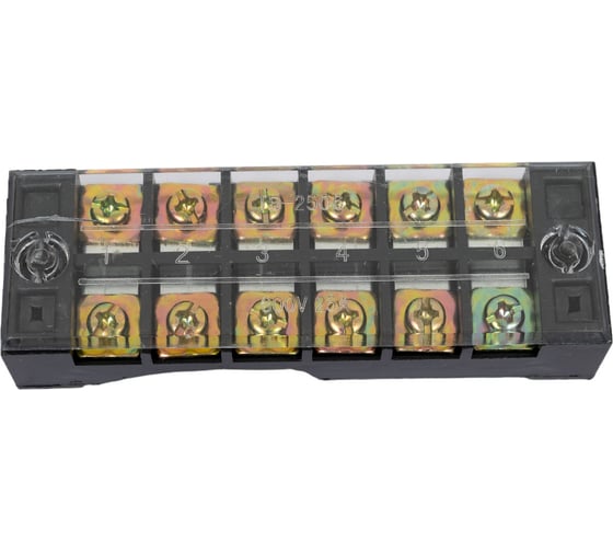 Изображение товара Клеммная винтовая колодка Pro Legend с крышкой, 12 контактов, М4, 25 А, 600 В, 10 AWG, 6 мм2 PL3837