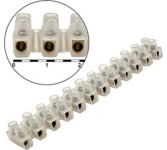 Изображение товара Клеммная винтовая колодка Pro Legend типа U, 12 контактов, 5 A, 380 В, 6 мм2, корпус нейлоновый белый PL3830