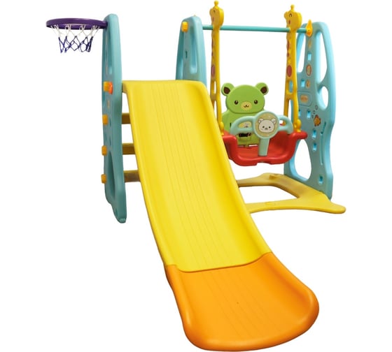 Изображение товара Пластиковая горка Kampfer Brave Animals с качелями K10621001