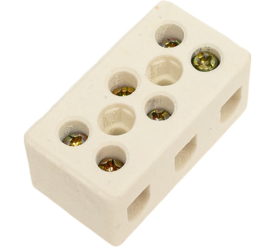 Изображение товара Винтовая керамическая клемма для проводов 4 мм2 Pro Legend 3x2 контакта, 400 В, 16 А, -40 +450гр. белая PL3853
