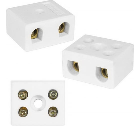 Изображение товара Винтовая керамическая клемма для проводов 5 мм2 Pro Legend 2x2 контакта, 400 В, 20 А, -40 +450гр. белая PL3850