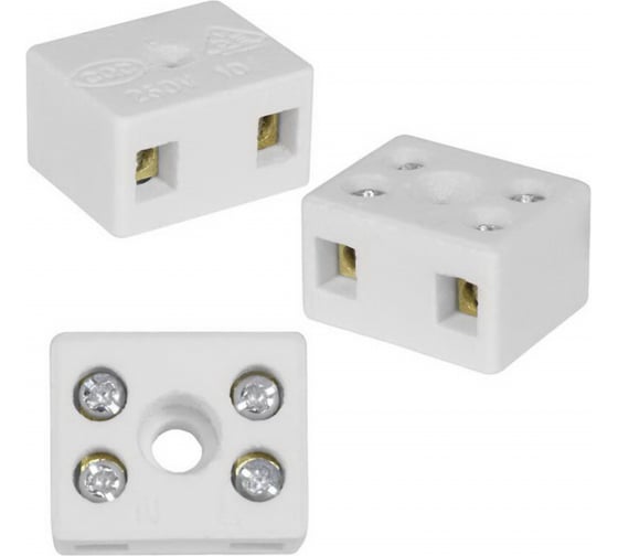 Изображение товара Винтовая керамическая клемма для проводов 2.5 мм2 Pro Legend 2x2 контакта, 400 В, 5 А, -40 +450гр. белая PL3851