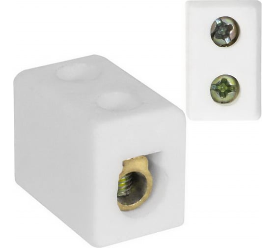 Изображение товара Винтовая керамическая клемма для проводов 2.5 мм2 Pro Legend 1x1 контакт, 400 В, 12 А, -40 +450гр. белая PL3848