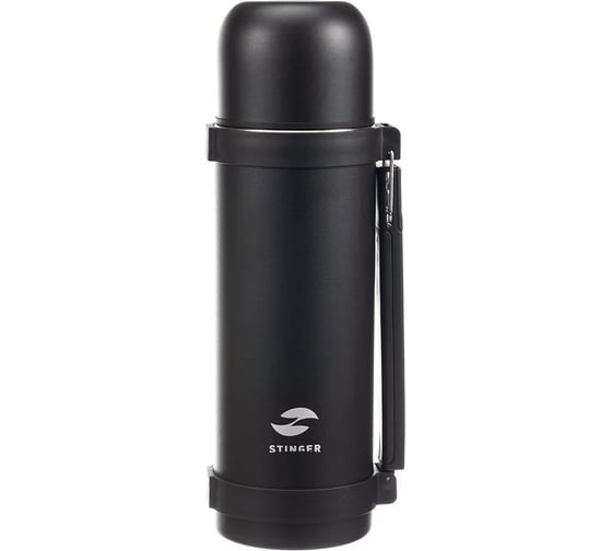 Изображение товара Термос Stinger 1.2 л, широкий с ручкой, нержавеющая сталь, черный, 12.4x10.2x31.8 см HY-1200-11BLK