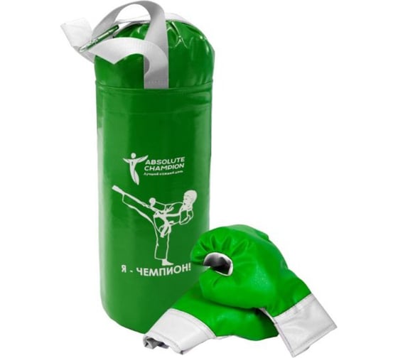Изображение товара Детский игровой набор Absolute Champion Я-Чемпион 4 кг, зеленый перчатки, груша АЧ 10575