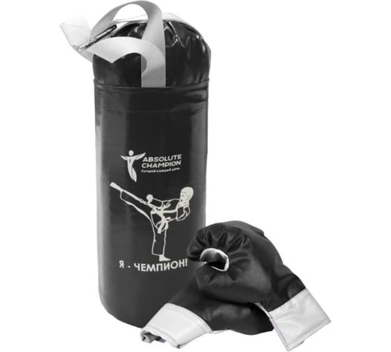Изображение товара Детский игровой набор Absolute Champion Я-Чемпион 8 кг, черный перчатки, груша АЧ 10569