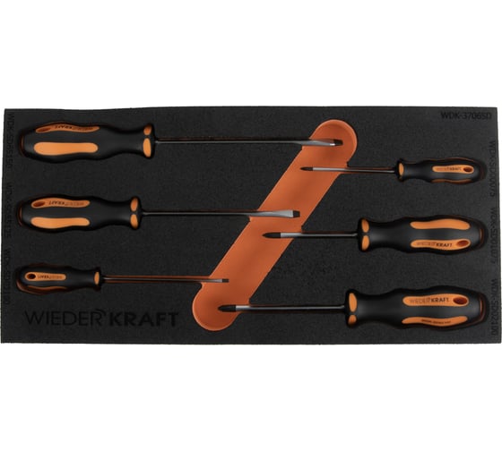 Изображение товара Набор отверток WIEDERKRAFT ph/sl в ложементе, 6 предметов WDK-3706SD