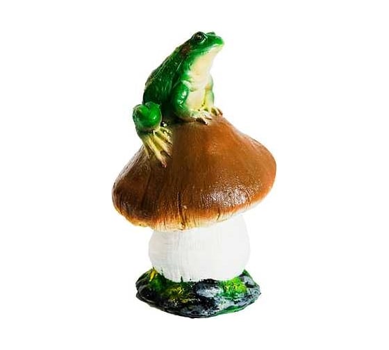 Изображение товара Садовая фигура ФлораПласт Гриб с лягушкой малый 23 см 069039