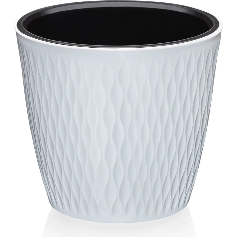 Изображение товара Круглое кашпо с вкладышем Эльфпласт Kerama 2.3 л белое диаметром 165мм