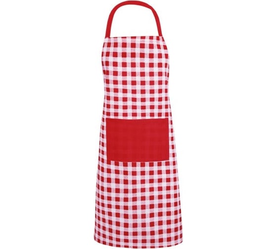 Изображение товара Женский фартук с карманом Guten Morgen Рогожка, Клетка красная 60x80 см ФР-Клк-60-80