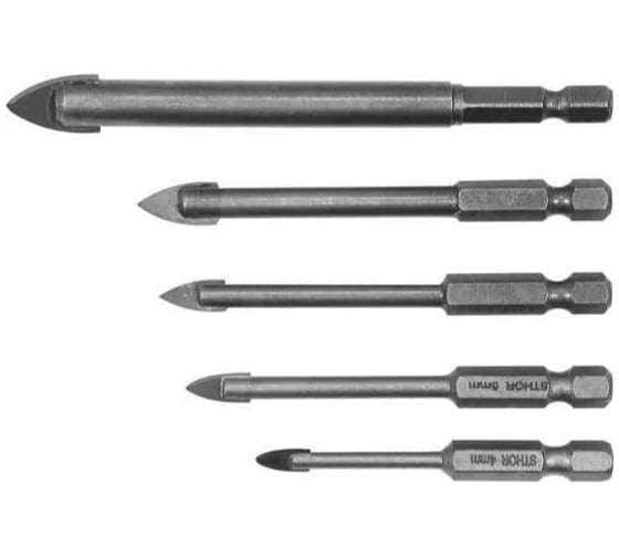 Изображение товара Набор сверл по стеклу и плитке, 5 шт STHOR 21709