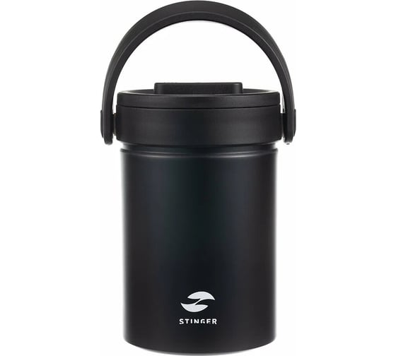 Изображение товара Термос ланч-бокс Stinger 1.7 л, широкий, сталь, черный, три контейнера, 16.1x14.9x21.5 HR-1700-17