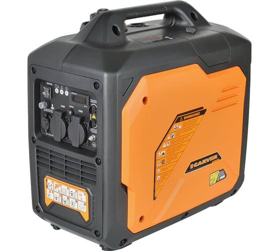 Изображение товара Инверторный генератор CARVER ppg -2100is 1,8/2,0квт, 220/12в, 2 розетки, дисплей 01.020.00032