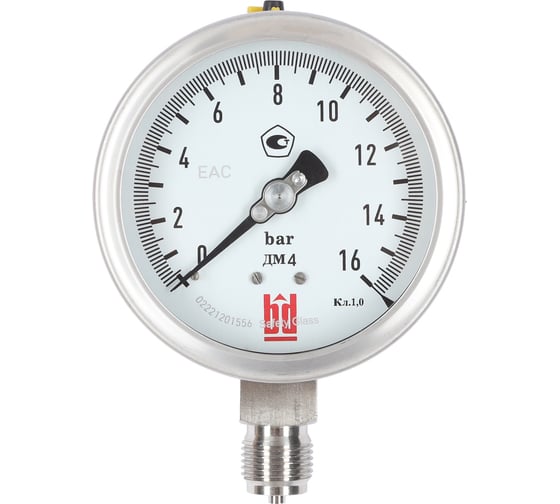 Изображение товара Манометр ДМ 4 100 Р (0-16) бар, кл.1.0, G1/2 BD 1154100005