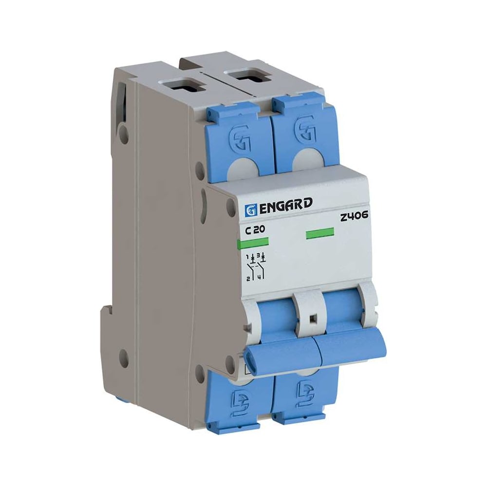 Изображение товара Автоматический выключатель Engard z406 2р c20 4,5ка IP20 для защиты сети