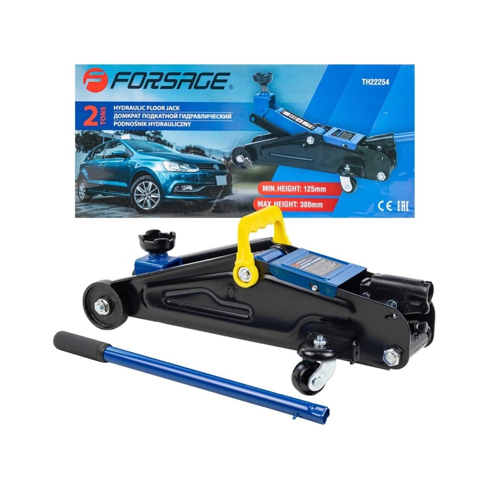 Изображение товара Подкатной гидравлический домкрат Forsage 2т с ручкой и высоким ходом