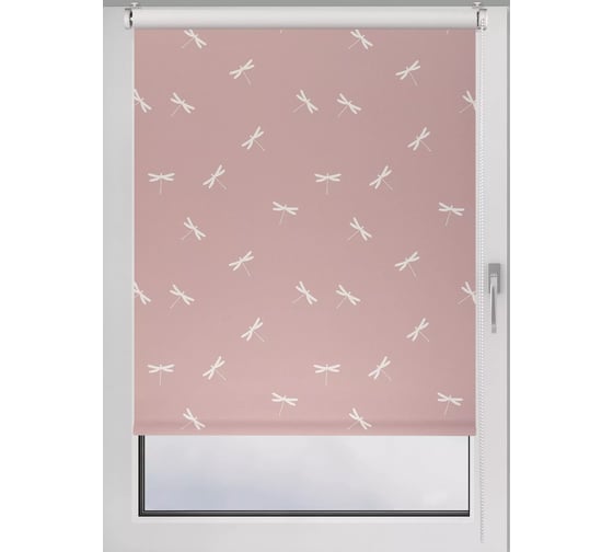 Изображение товара Рулонная штора PRAKTO BLACKOUT PRINT 60x160 см, Стрекозы, розовый 9403218236