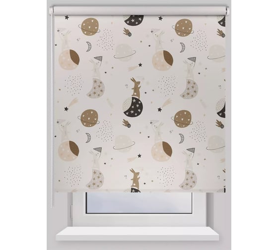 Изображение товара Рулонная штора PRAKTO BLACKOUT PRINT 100x160 см, Лунный заяц, белый 9403218186