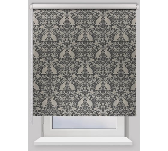 Изображение товара Рулонная штора PRAKTO BLACKOUT PRINT 50x160 см, Зайцы ежевика, серо-голубой 9403218510