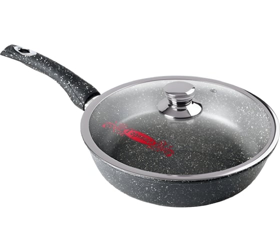 Изображение товара Сковорода Горница 220/55 мм, гранит, пластиковая ручка, с крышкой ХП10351