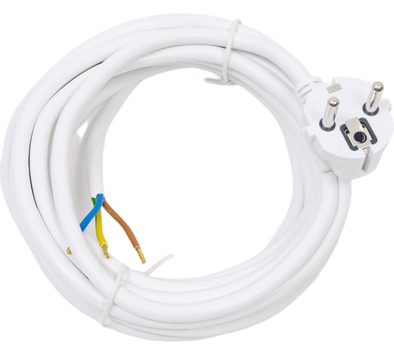 Изображение товара Электрический шнур с вилкой REXANT пвс 3x1,5 мм2 5м (белый) 11-1329
