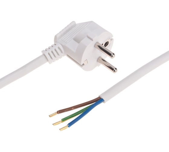 Изображение товара Электрический шнур с вилкой REXANT пвс 3x1,5 мм2 3м (белый) 11-1325