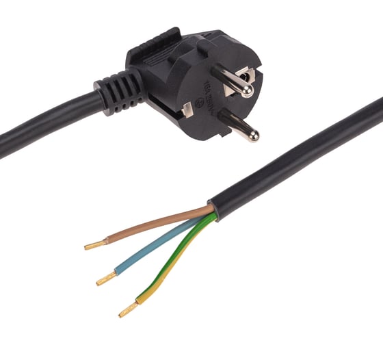 Изображение товара Электрический шнур с вилкой REXANT пвс 3x1,5 мм2 1,5м (черный) 11-1324