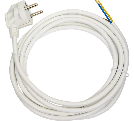 Изображение товара Электрический шнур с вилкой REXANT пвс 3x1,0 мм2 3м (белый) 11-1319