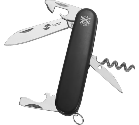 Изображение товара Перочинный нож STINGER 90 мм, 10 функций, материал рукояти АБС-пластик, чёрный, в блистере FK-K5018-5PB