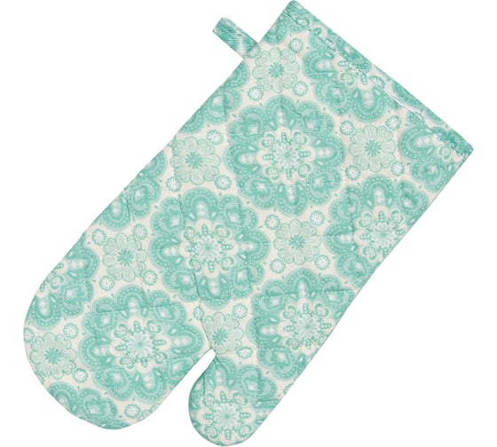 Изображение товара Варежка-прихватка Guten Morgen, Рогожка, Blossom зеленый, 18x30 см ВР-Bloss-зел-18-30