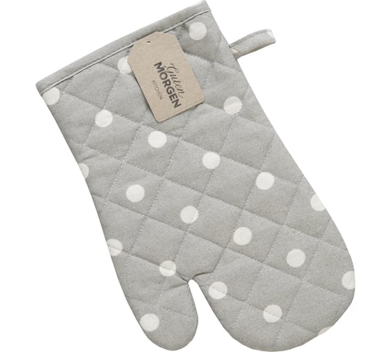 Изображение товара Варежка-прихватка Guten Morgen, Рогожка, Горох серый, 18x30 см ВР-СКр-18х30
