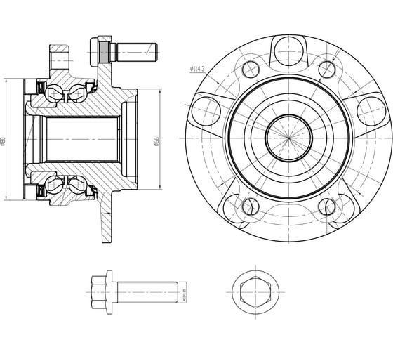 Изображение товара Ступица передняя в сборе с подшипником с монтажным комплектом для автомобиля nissan qashqai (06-) TRIALLI MR 1461