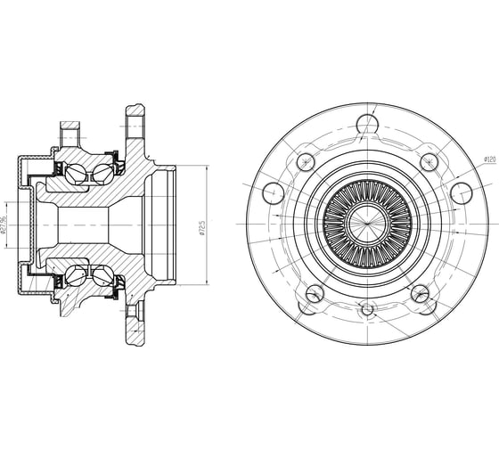 Изображение товара Ступица передняя в сборе с подшипником с монтажным комплектом для автомобиля bmw 1 (f20) (11-)/3 (f30) (11-) xdrive TRIALLI MR 2643