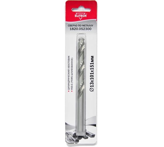 Изображение товара Сверло по металлу HSS-G (13х101х151 мм; Р6М5) Elitech 1820.052300