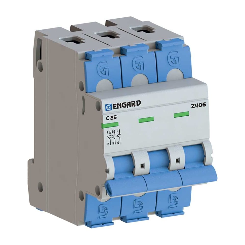 Изображение товара Автоматический выключатель Engard Z406-3C-25, 3p, 25A, 4.5 кА