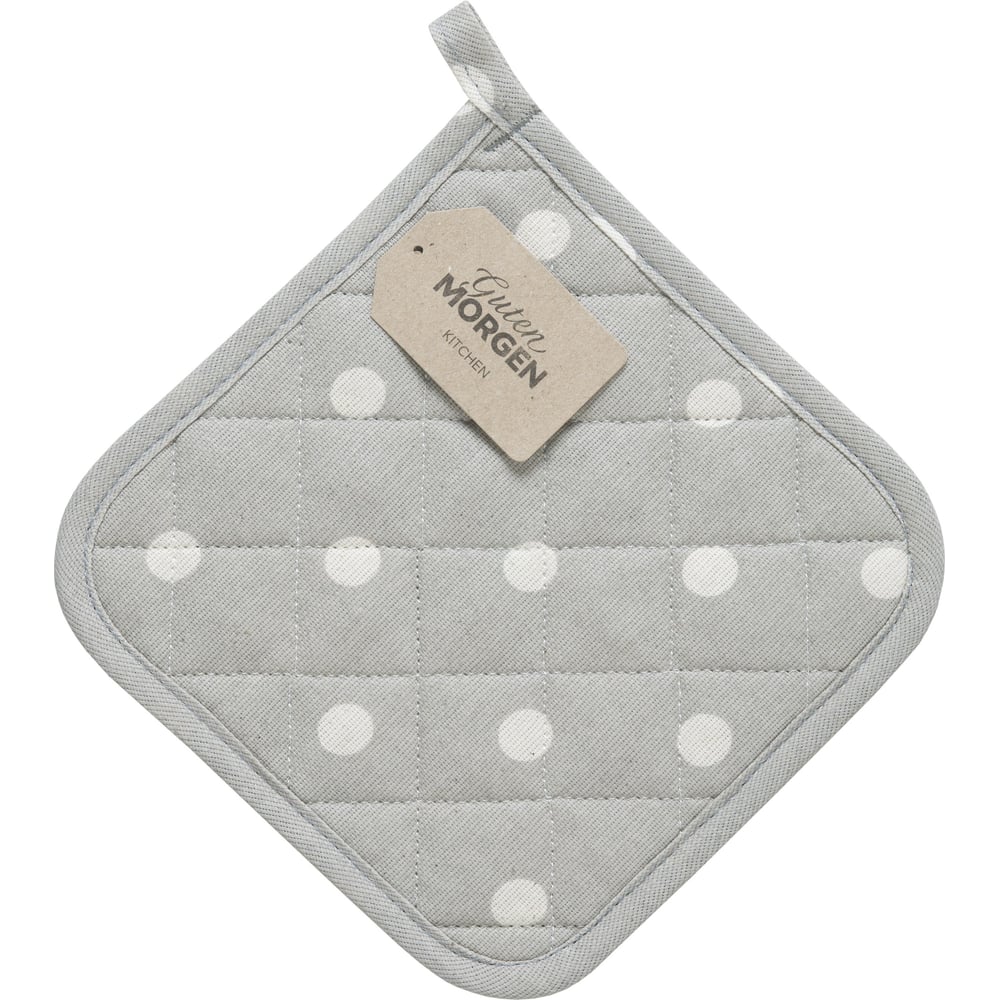 Изображение товара Прихватка Guten Morgen рогожка с горохом 20х20 см серый