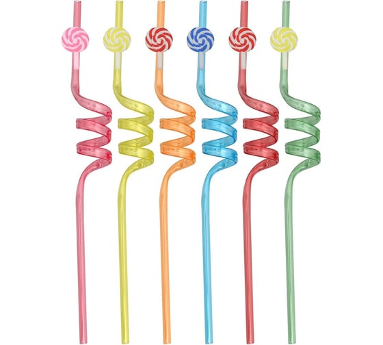Изображение товара Трубочки для коктейля МУЛЬТИДОМ Спиральки 7 шт., 26 см VL13-94