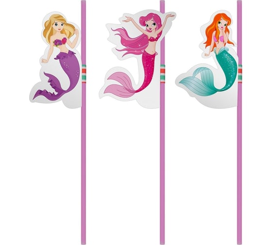 Изображение товара Трубочки для коктейля МУЛЬТИДОМ Русалки 6 шт., 24 см VL13-91
