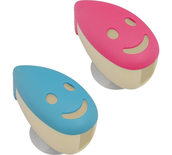 Изображение товара Футляр-держатель для хранения зубной щетки МУЛЬТИДОМ Улыбка 2 шт., 2.5x4.5x3 см, 4 цвета VL34-60