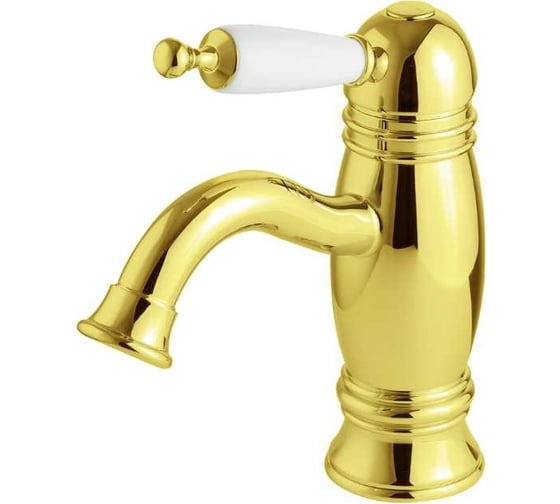 Изображение товара Смеситель для раковины Migliore OXFORD моноком., ручка (сверху) белая, золото 19173