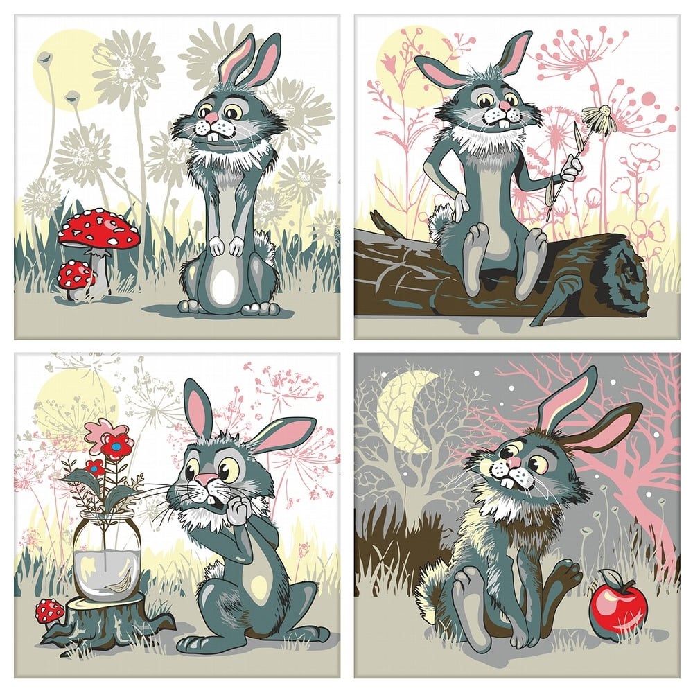 Изображение товара Подставка под горячее МУЛЬТИДОМ Веселый кролик 14x14 см, 4 дизайна MT88-437