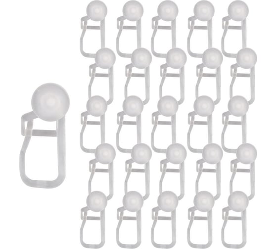 Изображение товара Крючки для штор с роликом и замком МУЛЬТИДОМ 25 шт., 3 см МГ76-122