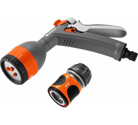 Изображение товара Комплект Gardena: многофункциональный пистолет для полива Classic + стандартный коннектор 1/2" 18343-32.000.00