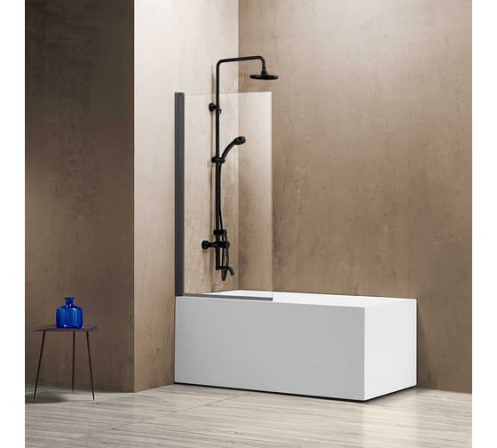 Изображение товара Душевая шторка на ванну VINCEA 800x1400, вороненая сталь, стекло прозрачное VSB-11800CLGM